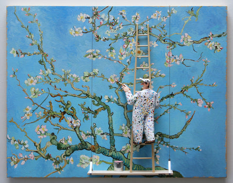 Almond Blossoms (Van Gogh) - Acrylic/Paper Mache' Paintings by artist Stephen Hansen