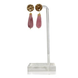 Earrings #76 - Bronze and Rose Quartz Jewelry by artist Komala Rohde