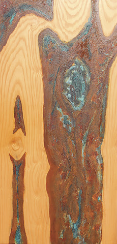 Echoes - Iron and Bronze Paint and Patinas on Ash  by artist Jennifer Carwile