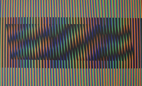 Chromatic induction N•8 - Industrial acrylic paint/ panel wood  by artist Miguel Flores