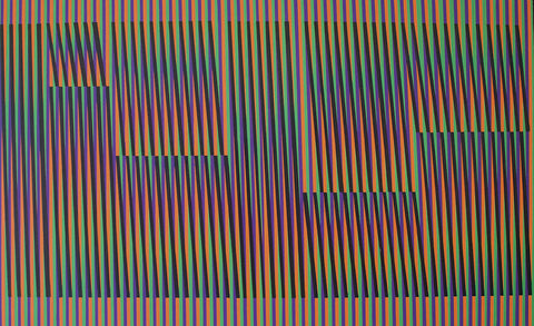 Chromatic induction N• 7 - Industrial acrylic paint/panel wood  by artist Miguel Flores