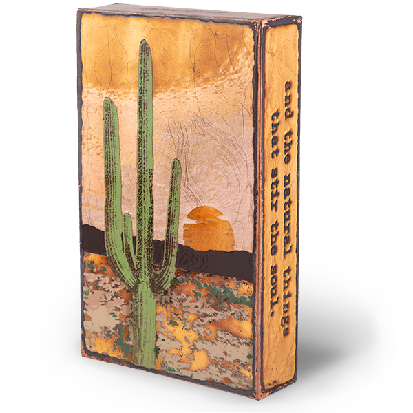 E-007 Saguaro | Xanadu Exclusive Tile - Glass on Copper Metal Wall