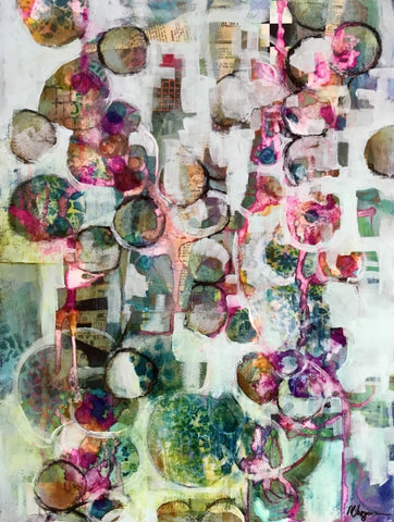 Pops of Color - Mixed Media on Panel Paintings by artist Melanie Ferguson Art