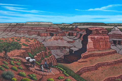 Down the Kaibab Trail - Oil on canvas  by artist Lawrence Cenotto