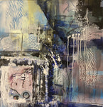 Blue Magic  - Abstract Acrylic Collage   by artist cheryl Hancock