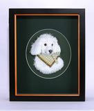 Melinda Fabian - "Playful Puppy Wrapped in Checkered Charm"