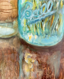 Liesel Lund - "Daisies with Vintage Bottles"