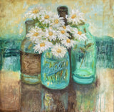 Liesel Lund - "Daisies with Vintage Bottles"