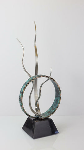 Ripple - Bronze, Stainless steel, Marble Sculpture by artist Joshua Pass