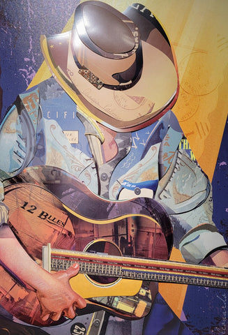 Cowboy Chords - Handcrafted Collage Edition Print by artist Leonardo Studios