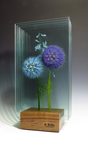 Floral Splendor - Painted Glass Sculpture Sculpture by artist Ana Maria Botero