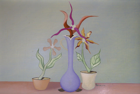 Alphonse Lane - "Exotic Flowers with Lavender Vessel"