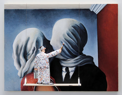 The Lovers (Magritte) - Acrylic/Paper Mache' Paintings by artist Stephen Hansen
