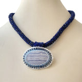 Necklace #07 - Beaded Lapis Lazuli, Lace Agate, and Beads Jewelry by artist Komala Rohde