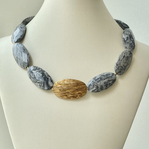 Necklace #15 - Ovals - Bronze and Jasper Jewelry by artist Komala Rohde