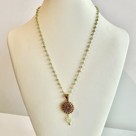 Necklace #20 - Bronze and Prehnite Jewelry by artist Komala Rohde