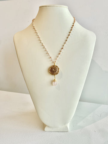 Necklace #23 - Bronze, Peruvian Opal, and Rose Quartz Jewelry by artist Komala Rohde