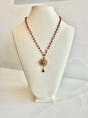 Necklace #49 - Mandala - Bronze and Ruby Jewelry by artist Komala Rohde
