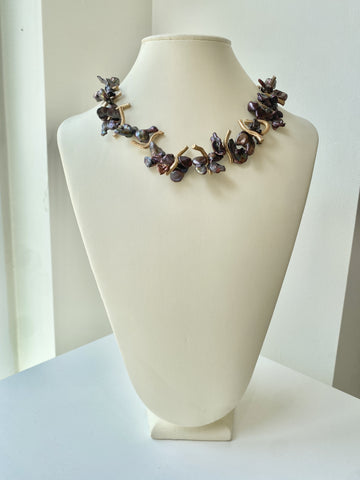 Necklace #51 - Not Your Grandmother's Pearls - Bronze and Pearl Jewelry by artist Komala Rohde