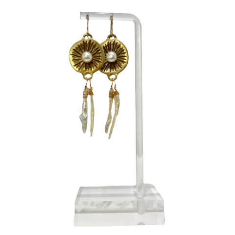 Earrings #60 - Flowers - Bronze and Pearl Jewelry by artist Komala Rohde