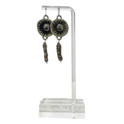 Earrings #72 - Flowers - Bronze and Pearl Jewelry by artist Komala Rohde