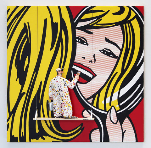 Girl with a Mirror (Lichtenstein) - Acrylic/Paper Mache' Paintings by artist Stephen Hansen