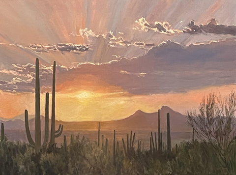 Desert Sunset Serenity - Oil Paintings by artist John Horejs