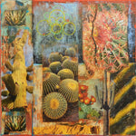 Cactus #NM117 - Acrylic /Mixed Media Collage by artist Dave Newman