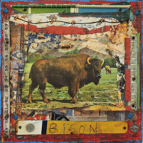 Bison & Buffalo Nickels #9511 - Mixed Media Collage by artist Dave Newman