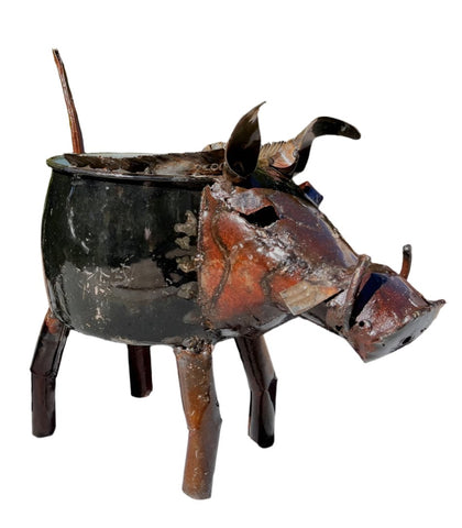 Wild Pot-belly Planter (Large) - Recycled Metal & Paint Sculpture by artist Safari Spirits: African Steel