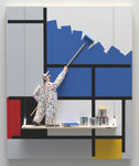 Composition with Large Blue Pane, Red, Black, Yellow, & Gray(Mondrian) - Acrylic/Paper Mache' Paintings by artist Stephen Hansen