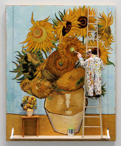 Sunflowers, third version (Van Gogh) - Acrylic/Paper Mache' Paintings by artist Stephen Hansen