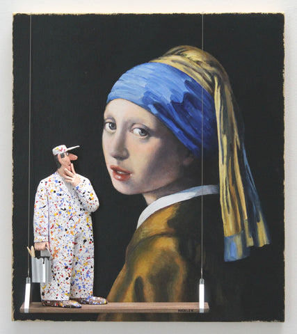 Girl with(out) a Pearl Earring (Vermeer) - Acrylic/Paper Mache' Paintings by artist Stephen Hansen