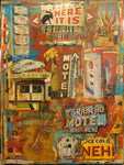 A Trip Out West - Acrylic /Mixed Media Collage by artist Dave Newman