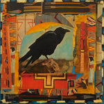 Mystic Raven - Acrylic /Mixed Media Collage by artist Dave Newman