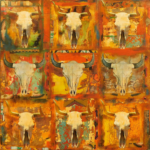 Nine Skulls #2 - Acrylic /Mixed Media Paintings by artist Dave Newman