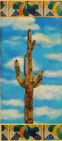 Saguaro and Mexican Tile - Acrylic /Mixed Media Paintings by artist Dave Newman