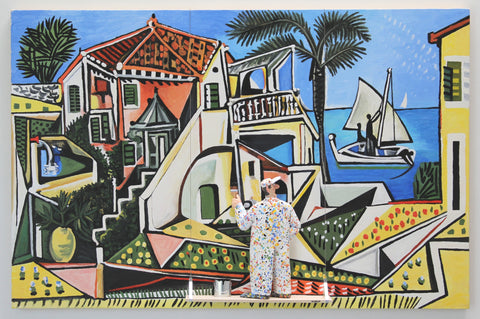 Mediterranean Landscape 1953 (Pablo Picasso) - Acrylic/Paper Mache' Paintings by artist Stephen Hansen