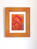 Mary Rush - "Lightbulb Moment (Framed with 14 x 11 White Mat + Glass)"