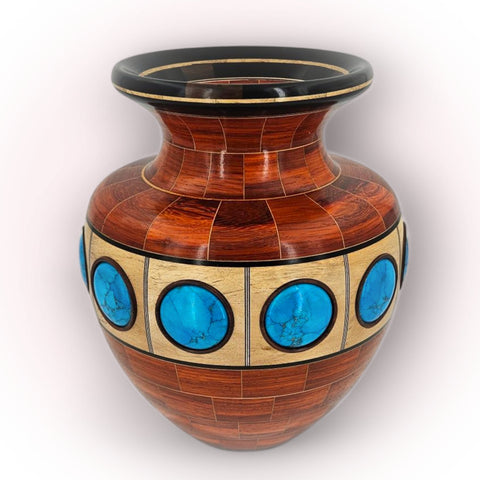 Heiko Weiner - "Segmented Vessel with Stone Inlay (Turquoise-blue Howlite)"