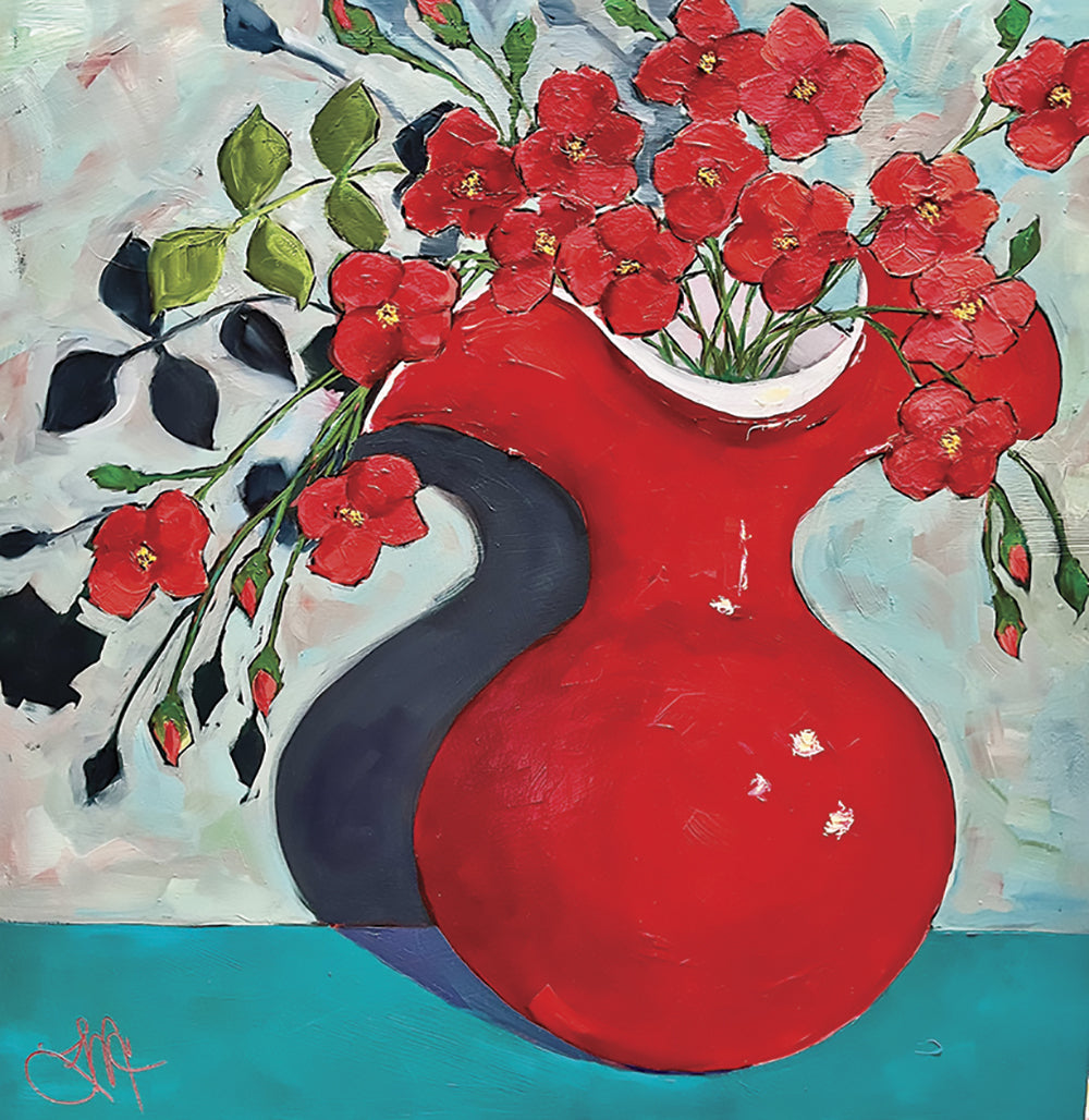 Overflowing Red - Oil by artist Leslie McCarron – Xanadu Gallery