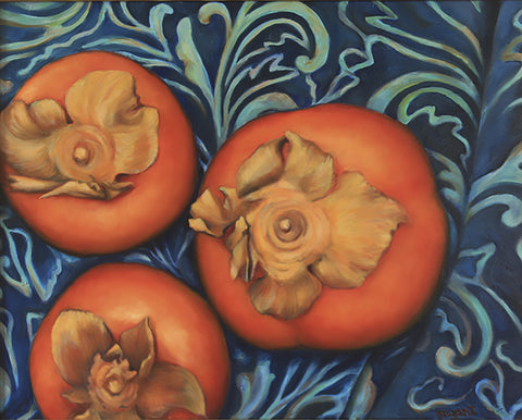 Persimmons - oil on canvas  by artist Sandra Bryant