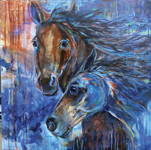 Josie and Blue - Acrylic on canvas  by artist Melanie M Brannan