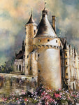 Entry Tower at Chenonceau - Watercolor on Aches paper  by artist Mary Heilman