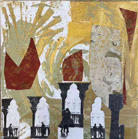 Dancing in Venezia - acrylic, collage  by artist cate stetson