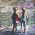 Friends At Water's Edge - Oil and Cold Wax  by artist carolyn block rasche