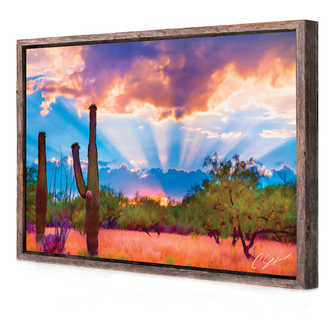 Sonoran Sky Dance - EPIC Print with Barnwood Float Frame  by artist Cassidy Stephens