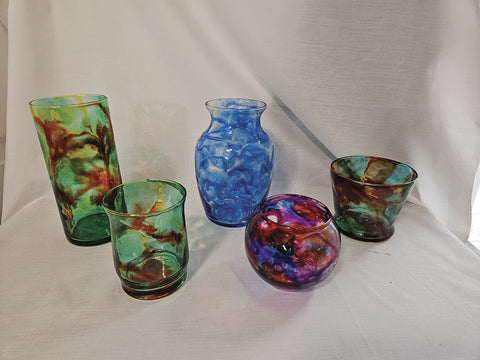 Alcohol ink and resin poured vases - Alcohol ink and resin  by artist Nicole Lavely