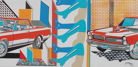 GTO's and Go-Go Boots - Acrylic  by artist SCOTT FORD