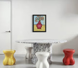 Joyce Wynes - "Floral: Whirlybird Flowers in Red Vase"